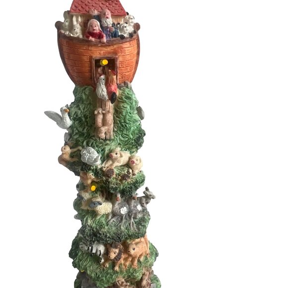Noahs Ark Mountain Animal Figurine Tower Hand-Painted Resin 16" Tall Collectible - Picture 3 of 11